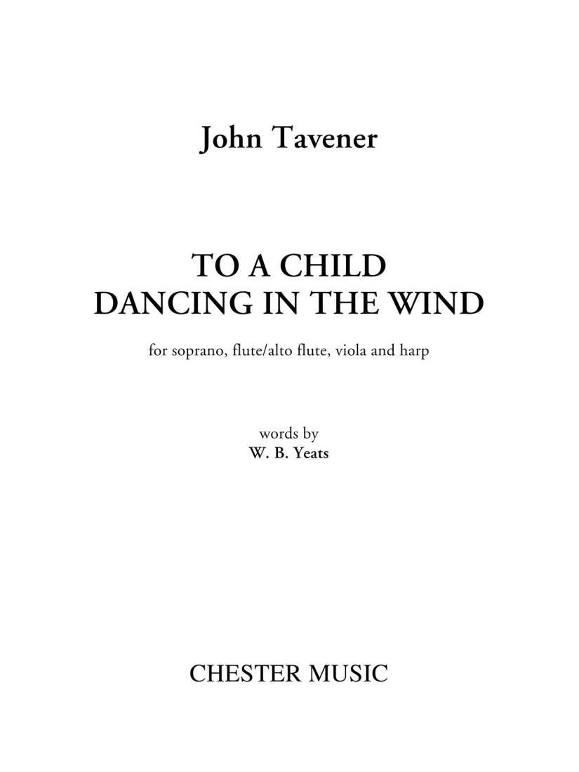 To a Child Dancing in the Wind - Yeates/Tavener - Soprano/Flute-Alto Flute/Viola/Harp - Parts Set