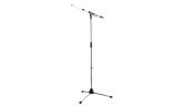 K & M Stands - Tripod Microphone Stand with Telescoping Boom - Chrome