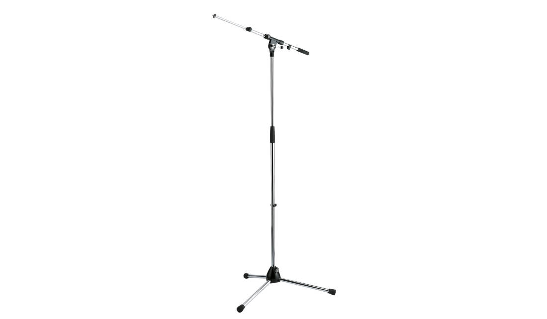 K & M Stands Tripod Microphone Stand With Telescoping Boom Chrome Long & McQuade