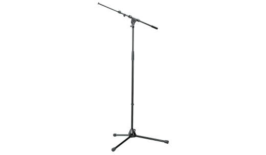 K & M Stands - Tripod Microphone Stand with Telescoping Boom - Black