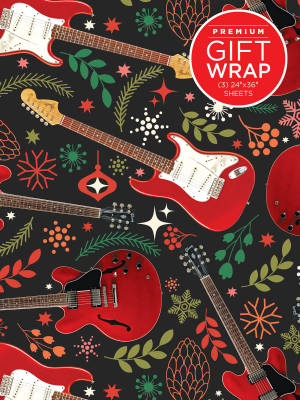 Wrapping Paper: Red Guitar Theme - 3 Sheets (24\'\'x36\'\')