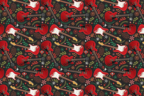 Wrapping Paper: Red Guitar Theme - 3 Sheets (24\'\'x36\'\')