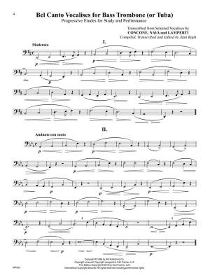 Bel Canto Vocalises for Bass Trombone (Tuba) - Raph - Bass Trombone or Tuba/Piano - Book/Media Online