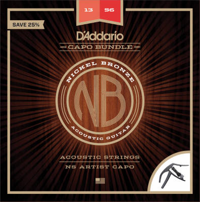 DAddario - Nickel Bronze Acoustic Guitar Strings 13-56 w/Artist Capo Bundle