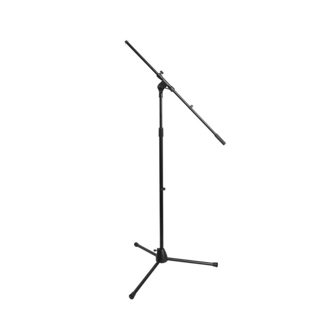 Tripod Base Microphone Stand w/Fixed Boom - Black