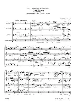 Meditation on the Old Czech Hymn \'\'St Wenceslas\'\' for String Quartet Op. 35a - Suk - Study Score, Urtext Edition - String Quartet