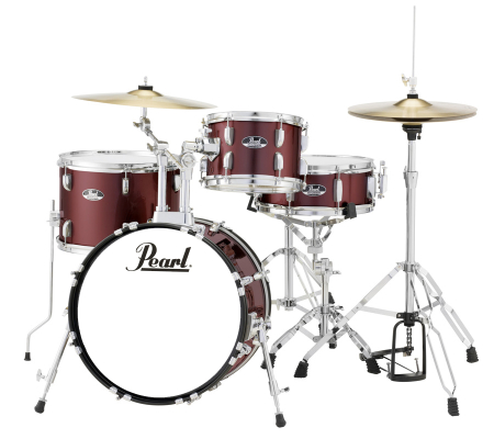 Pearl - Roadshow Complete Drum Kit (18,10,14,SD) with Hardware and Cymbals - Wine Red