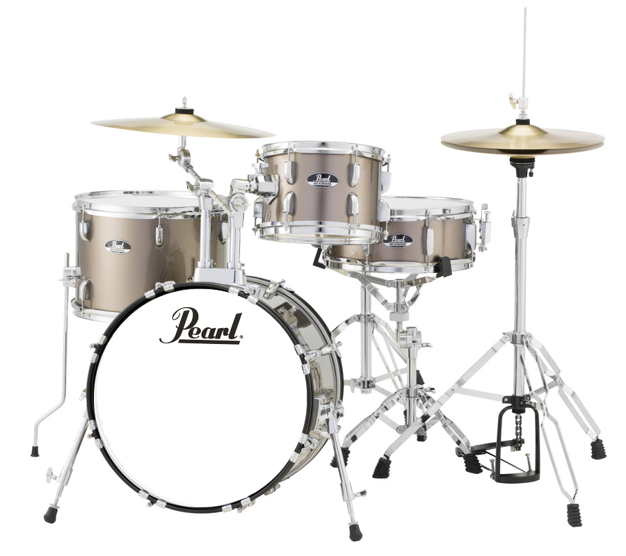 Roadshow Complete Drum Kit (18,10,14,SD) with Hardware and Cymbals - Bronze Metallic