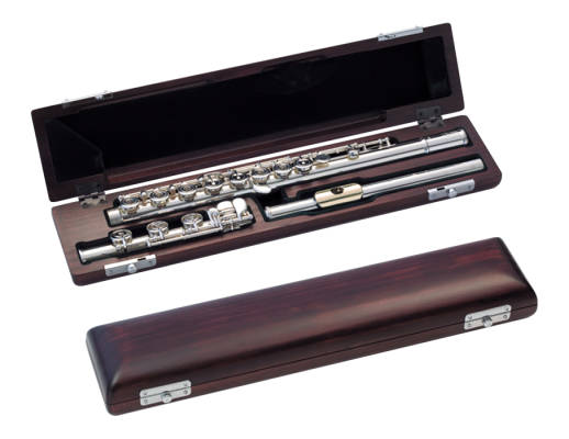 795RB-CODA Elegante Series Silver Flute w/ Gold Lip Plate, C# Key, D# Roller, Inline-G, Open Holes