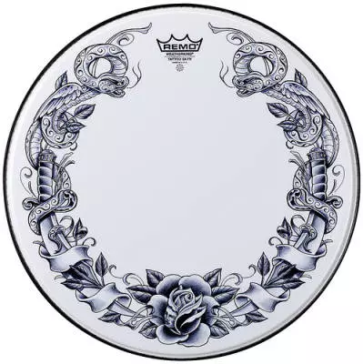 Tattoo 22 Inch Bass Skin - Serpent Rose (White film)