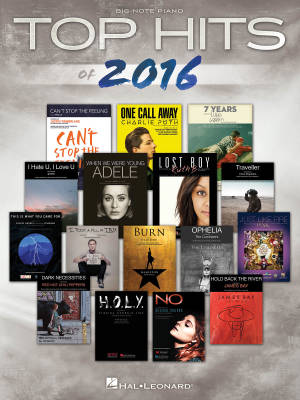 Top Hits of 2016 - Big Note Piano - Book