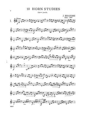 Ten Horn Studies, Opus Posthumous - Brahms - F Horn - Book