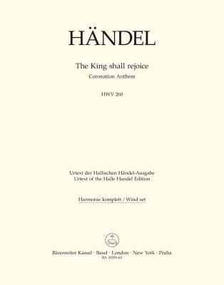 Baerenreiter Verlag - The King shall rejoice HWV 260: Coronation Anthem - Handel/Blaut - Wind Set