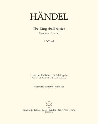 Baerenreiter Verlag - The King shall rejoice HWV 260: Coronation Anthem - Handel/Blaut - Wind Set