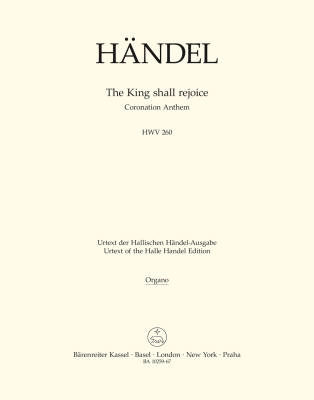 Baerenreiter Verlag - The King shall rejoice HWV 260: Coronation Anthem - Handel/Blaut - Organ Part