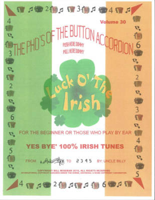 Yes Bye\' 100% Irish Tunes: Volume #30 - Accordian - Book