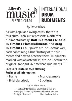 Alfred\'s Music Playing Cards: International Drum Rudiments - Black - Snare Drum - Card Deck