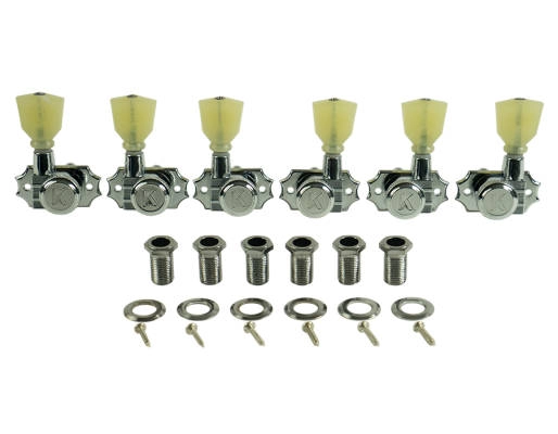 Kluson - Revolution Pearloid Locking 3+3 Chrome Tuner Set