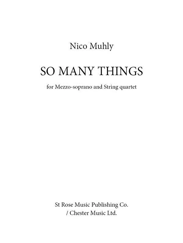 So Many Things for Mezzo-Soprano and String Quartet - Muhly - Score/Parts