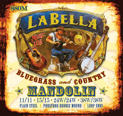 La Bella - 880M Mandolin, 8-String Set, Phosphor Bronze - Medium