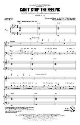 Can\'t Stop the Feeling from TROLLS - Martin /Shellback /Timberlake /Huff - SATB