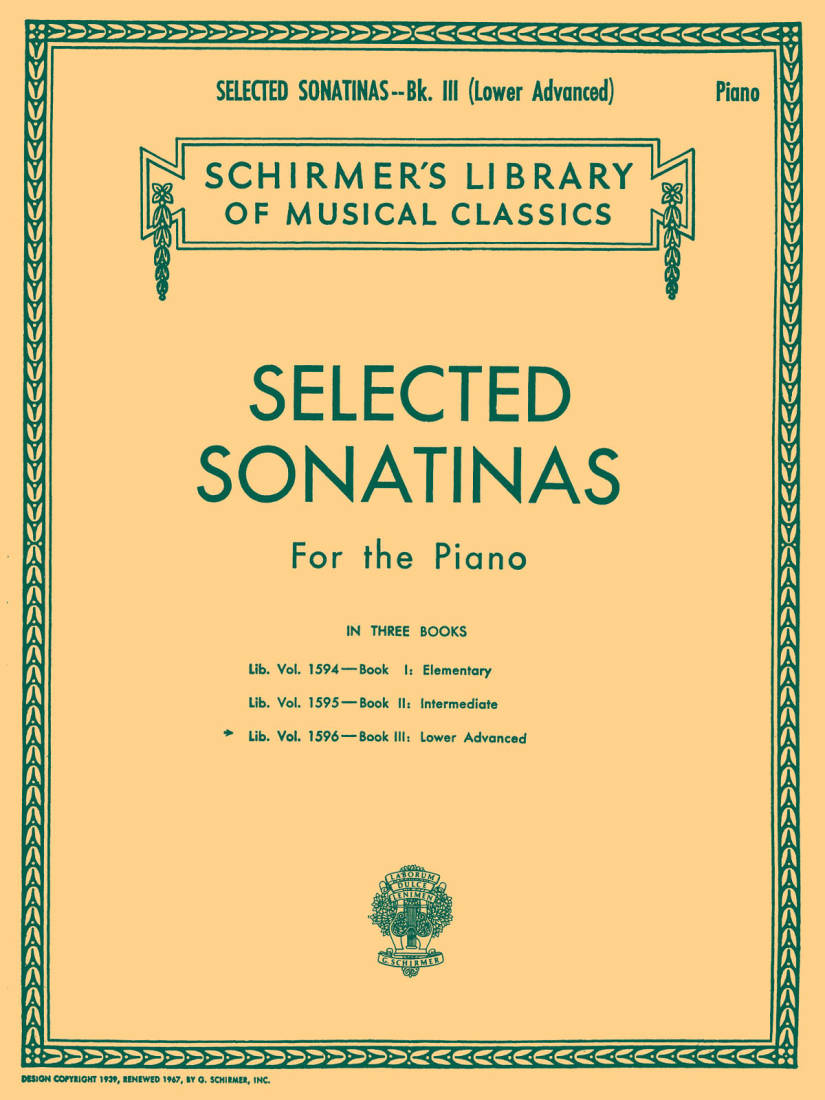 Selected Sonatinas  Book 3: Lower Advanced - Piano - Book