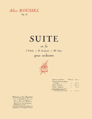 Editions Durand - Suite in F, Op. 33 - Roussel - Piano Duet (1 Piano, 4 Hands) - Book