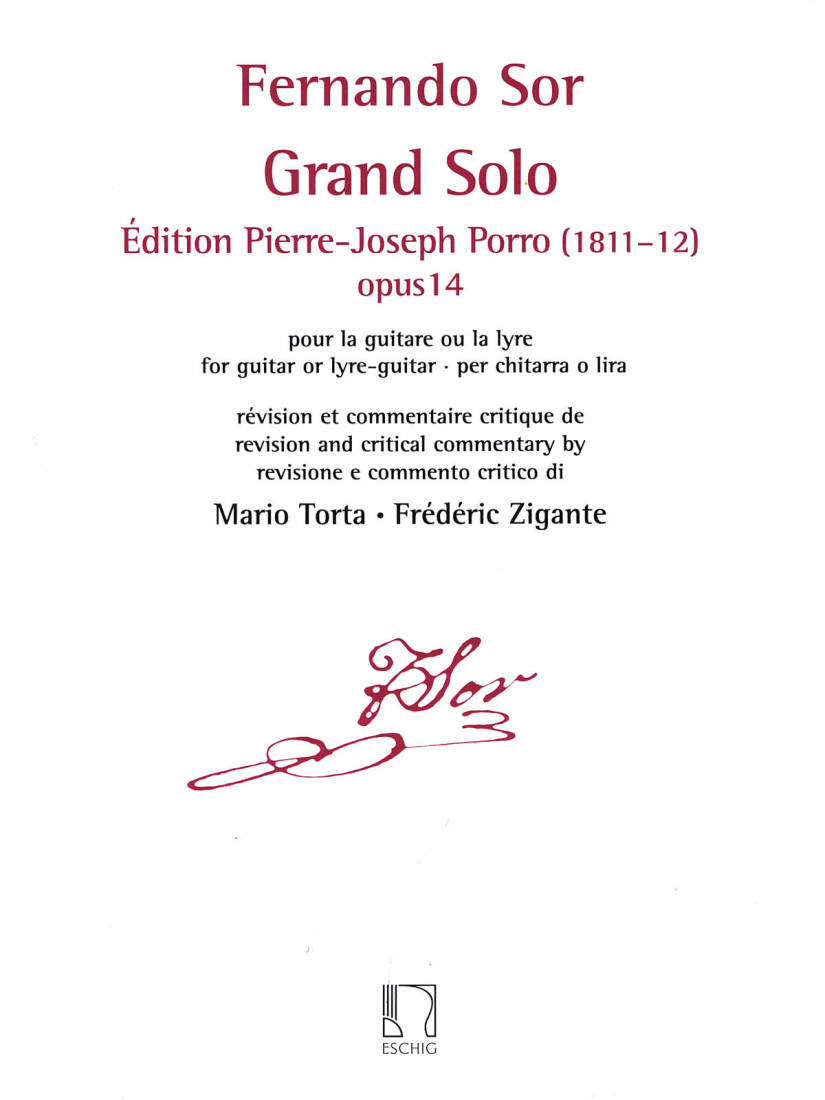 Grand Solo: Edition Pierre Porro (1811-12), Op. 14 - Sor/Zigante - Classical Guitar - Book