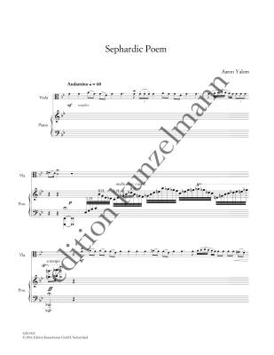 Sephardic Poem - Yalom - Viola/Piano - Sheet Music