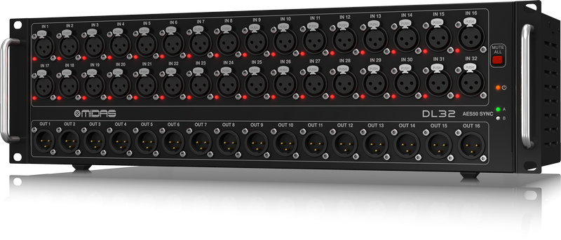 DL32 32 Input, 16 Output Digital Stage Box with 32 Midas Mic Preamps
