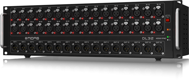 DL32 32 Input, 16 Output Digital Stage Box with 32 Midas Mic Preamps