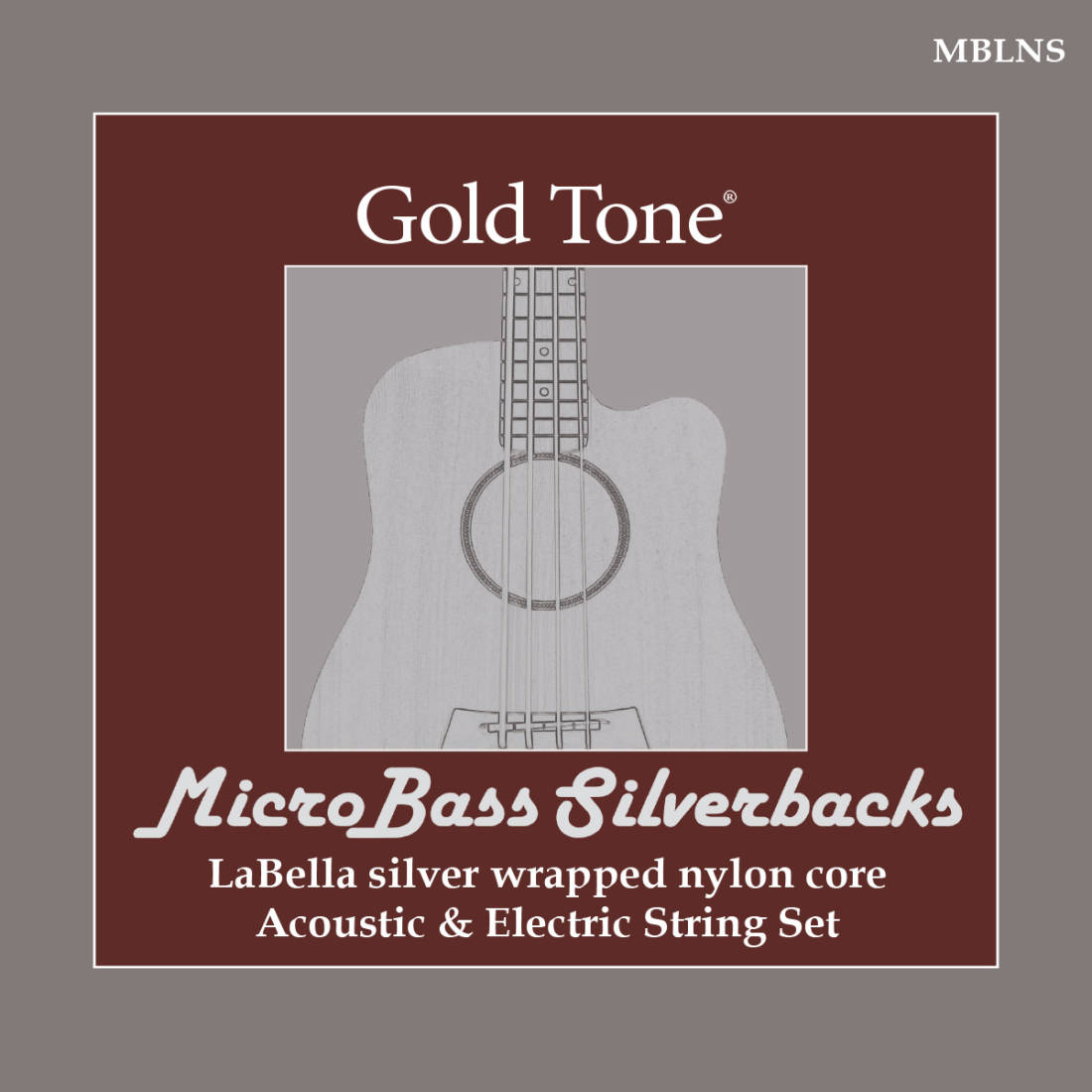 Microbass \'\'Silverbacks\'\' Silver-Wrapped Nylon Strings 49-115