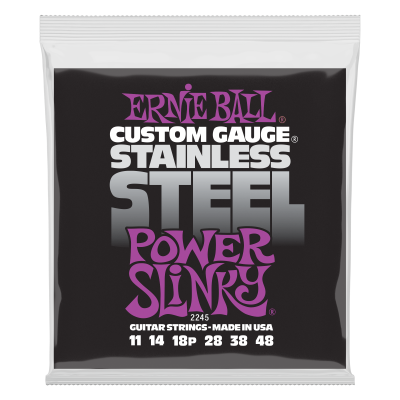 Ernie Ball - Power Slinky Stainless Steel Wound Electric Guitar Strings 11-48