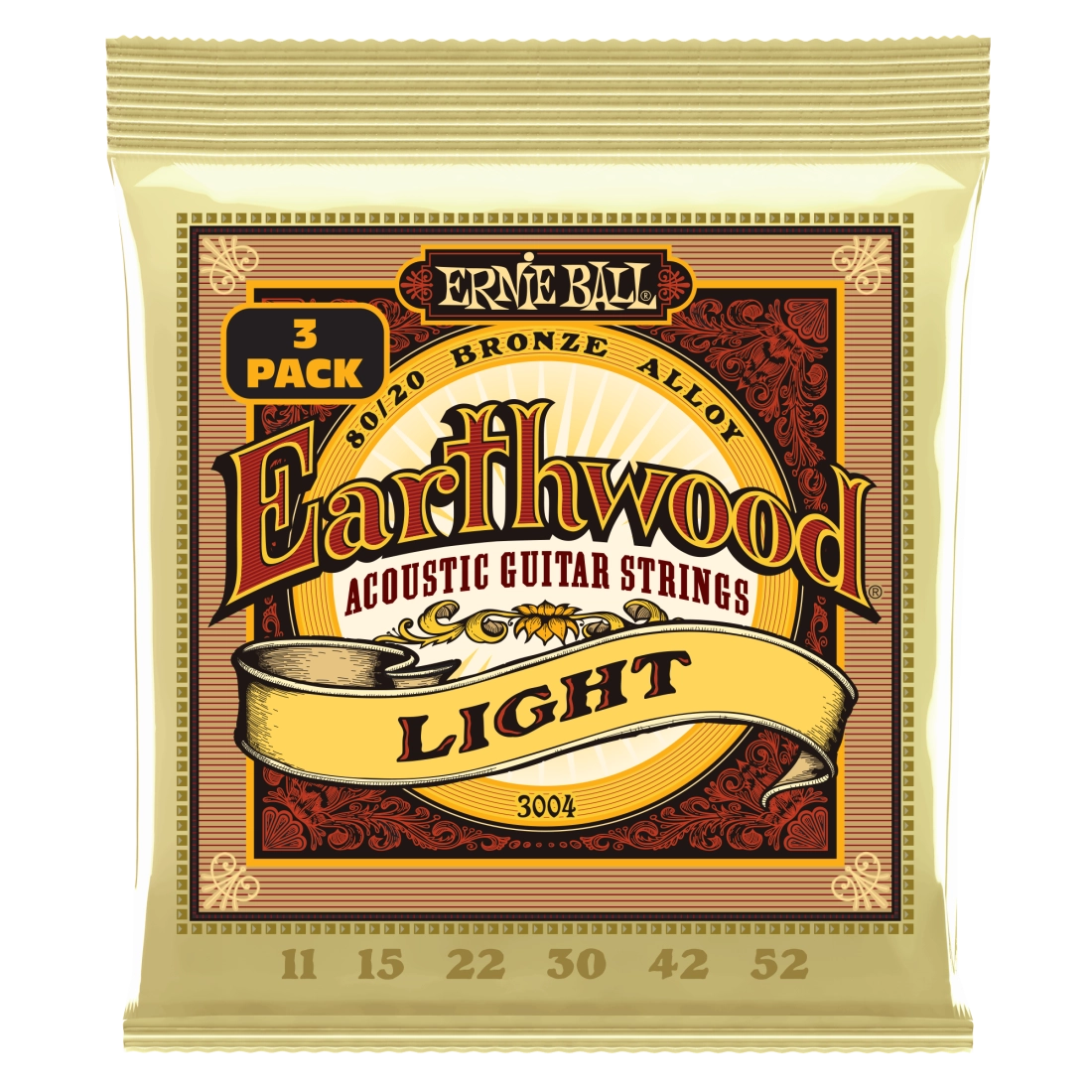 Earthwood Light 80/20 Bronze Acoustic Guitar Strings - 3 Pack