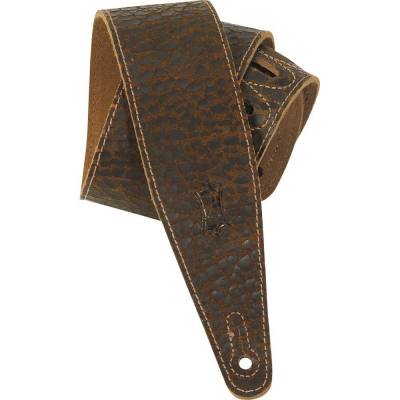 2.5 Inch Cracked Leather Guitar Strap - Brown