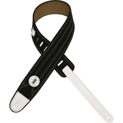 2.5 Inch Canvas Guitar Strap with Black Piping - Black