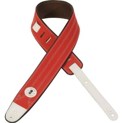 2.5 Inch Canvas Guitar Strap with Black Piping - Red