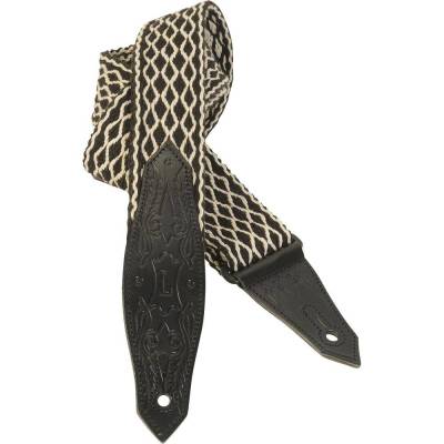 Levys - 2 Inch Cotton Guitar Strap w/ Cowboy Boot Design Embossed Leather Ends