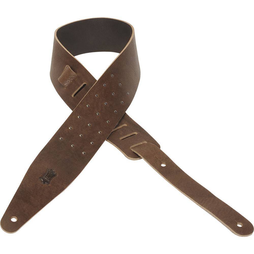 Levy's Veg Tan Leather Guitar Strap W/ Metal Studs - Brown | Long & McQuade