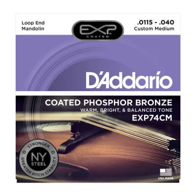 EXP74CM Coated Phosphor Bronze Mandolin Strings - Custom Medium, 11.5-40