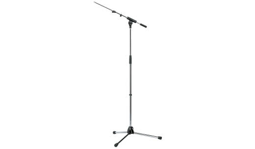 K & M Stands - 210/8 Microphone Stand with Telescopic Boom Arm - Chrome