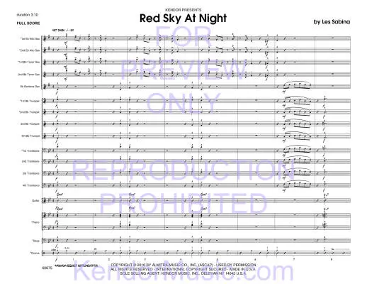 Red Sky At Night - Sabina - Jazz Ensemble - Gr. Easy