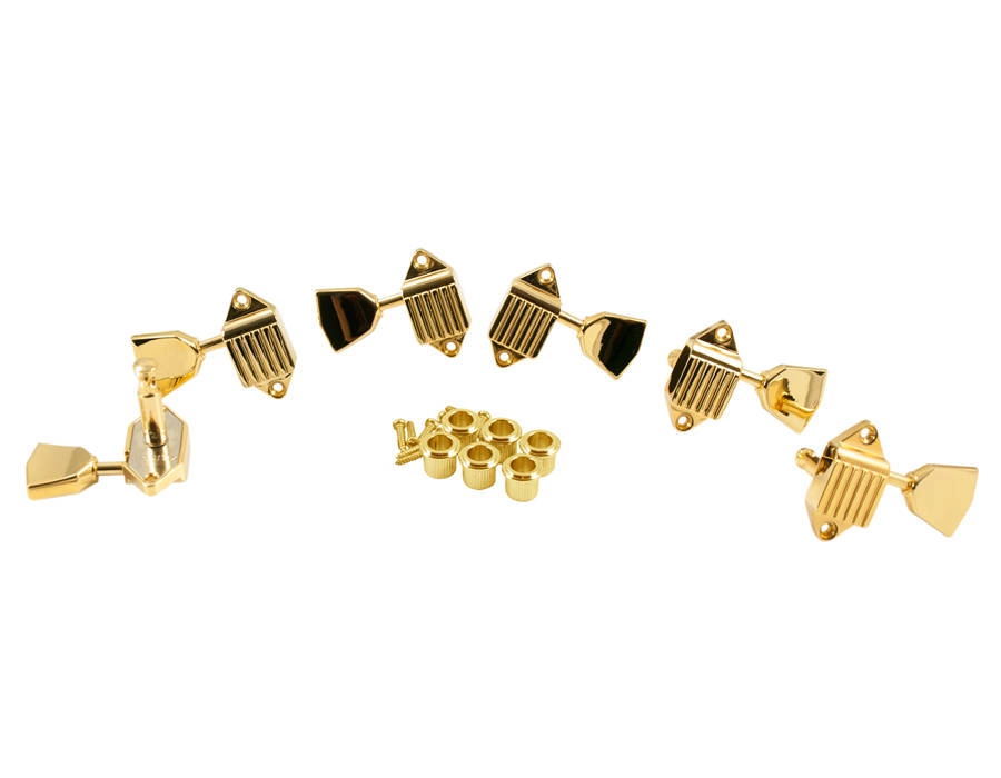 Waffleback 3+3 Metal Keystone Tuner Set - Gold