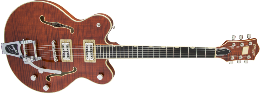 G6609TFM Player\'s Edition Broadkaster Double Cutaway with Bigsby, USA Full\'Tron Pickups, Tiger Flame Maple - Bourbon Stain