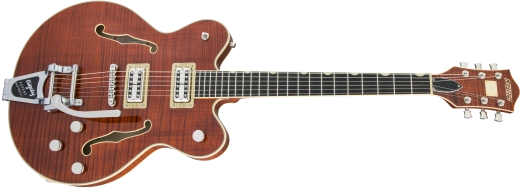 G6609TFM Player\'s Edition Broadkaster Double Cutaway with Bigsby, USA Full\'Tron Pickups, Tiger Flame Maple - Bourbon Stain