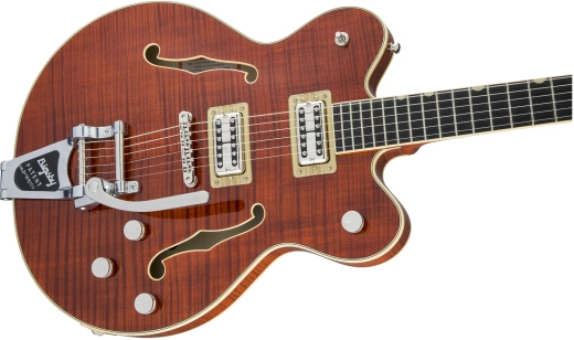 G6609TFM Player\'s Edition Broadkaster Double Cutaway with Bigsby, USA Full\'Tron Pickups, Tiger Flame Maple - Bourbon Stain