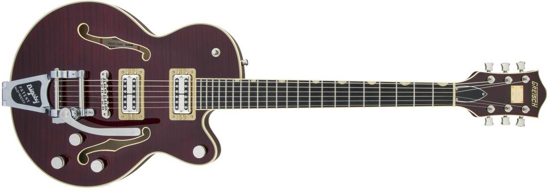 G6659TFM Player\'s Edition Broadkaster Jr. Electric Guitar with Bigsby, USA Full-Tron Pickups, Tiger Flame Maple - Dark Cherry Stain