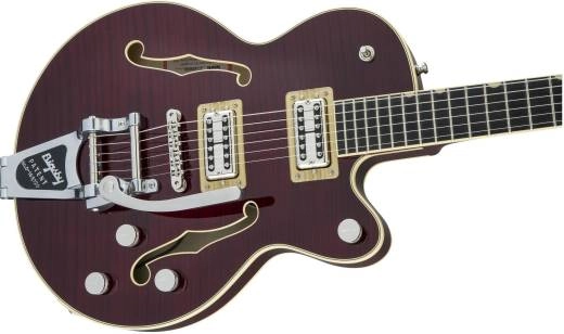 G6659TFM Player\'s Edition Broadkaster Jr. Electric Guitar with Bigsby, USA Full-Tron Pickups, Tiger Flame Maple - Dark Cherry Stain