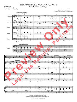 Brandenburg Concerto No. 3 - Bach/Isaac - String Orchestra - Gr. 3