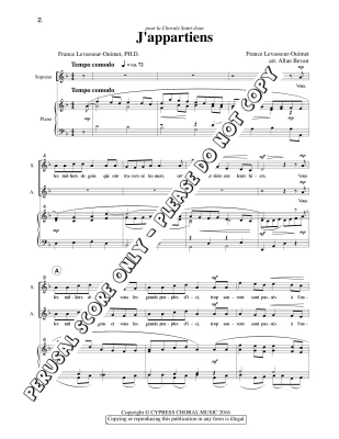 Jappartiens (I Belong) - Levasseur-Ouimet/Bevan - SATB